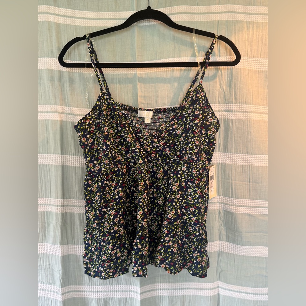 Floral Print Camisole with Spaghetti Straps